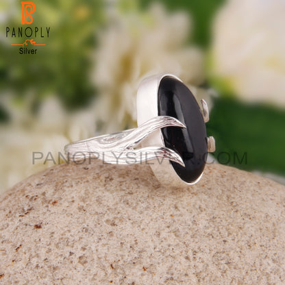 Black Onyx Designer Oval Shape 925 Sterling Silver Ring