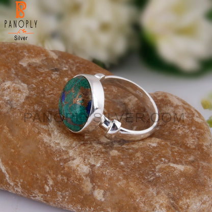 Minimalist Mojave Copper Azurite Malachite 925 Silver Ring