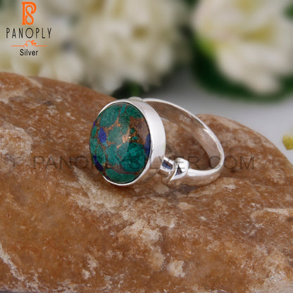 Minimalist Mojave Copper Azurite Malachite 925 Silver Ring