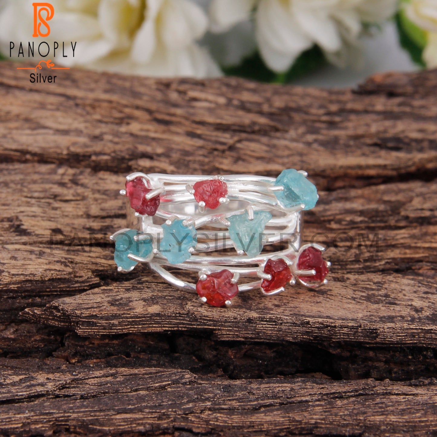 Apatite & Spinel Ruby 925 Sterling Silver Lightweight Ring
