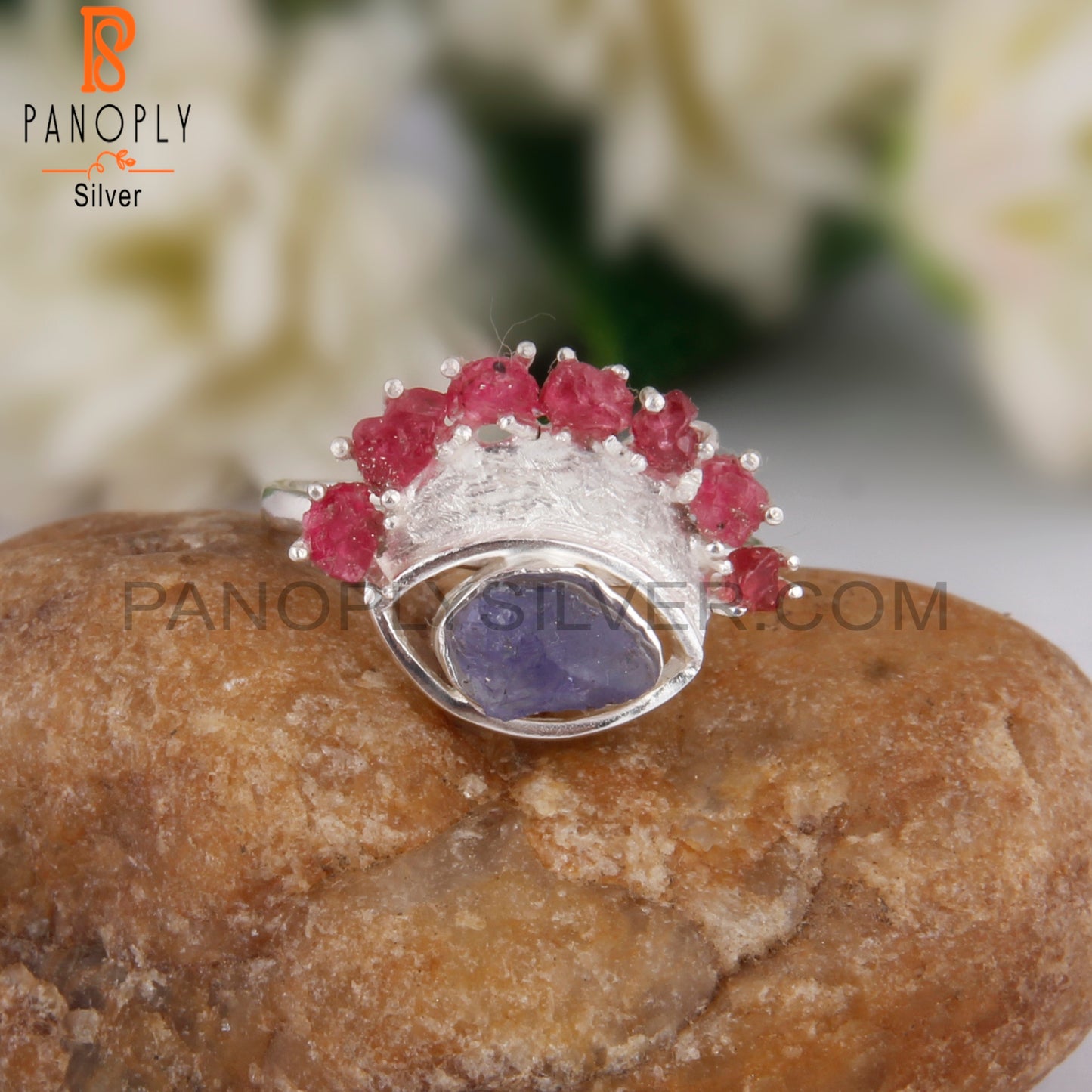 Spinel Ruby & Tanzanite 925 Sterling Silver Ring