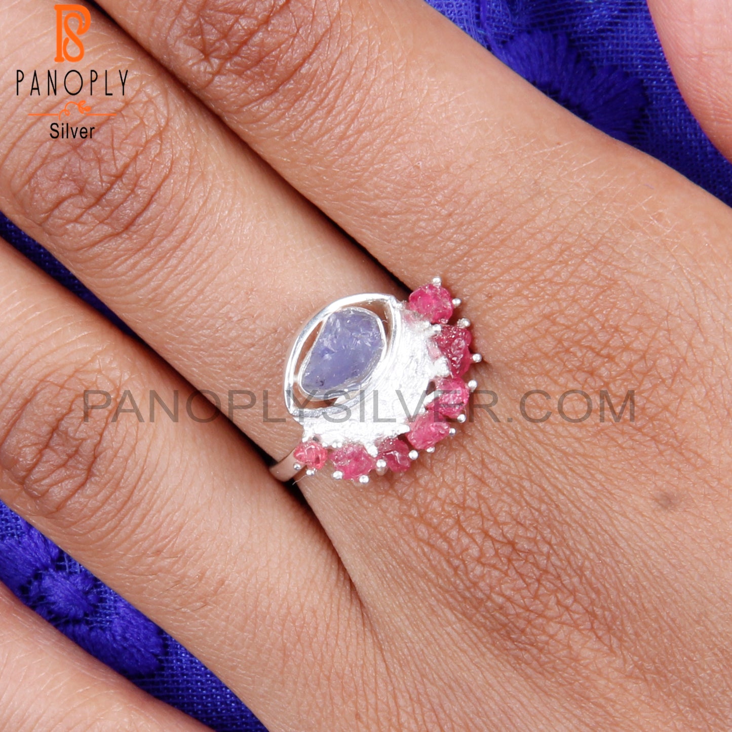 Spinel Ruby & Tanzanite 925 Sterling Silver Ring