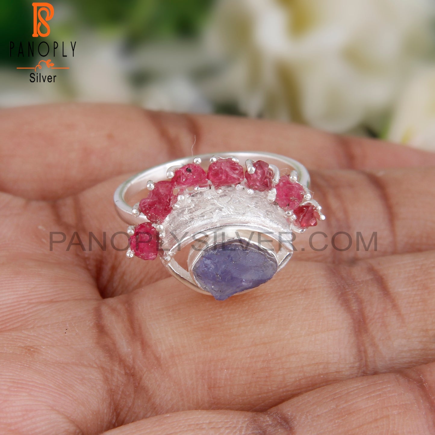 Spinel Ruby & Tanzanite 925 Sterling Silver Ring