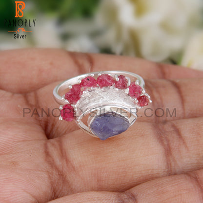 Spinel Ruby & Tanzanite 925 Sterling Silver Ring