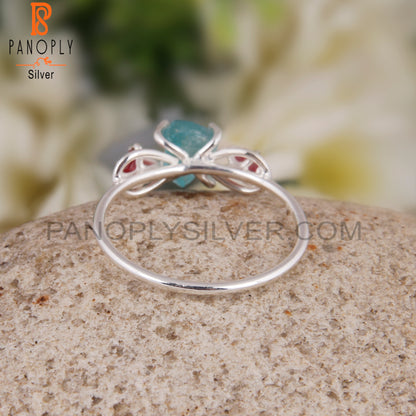 Apatite & Spinel Ruby Daily Wear 925 Sterling Silver Ring