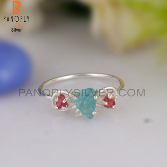 Apatite & Spinel Ruby Daily Wear 925 Sterling Silver Ring