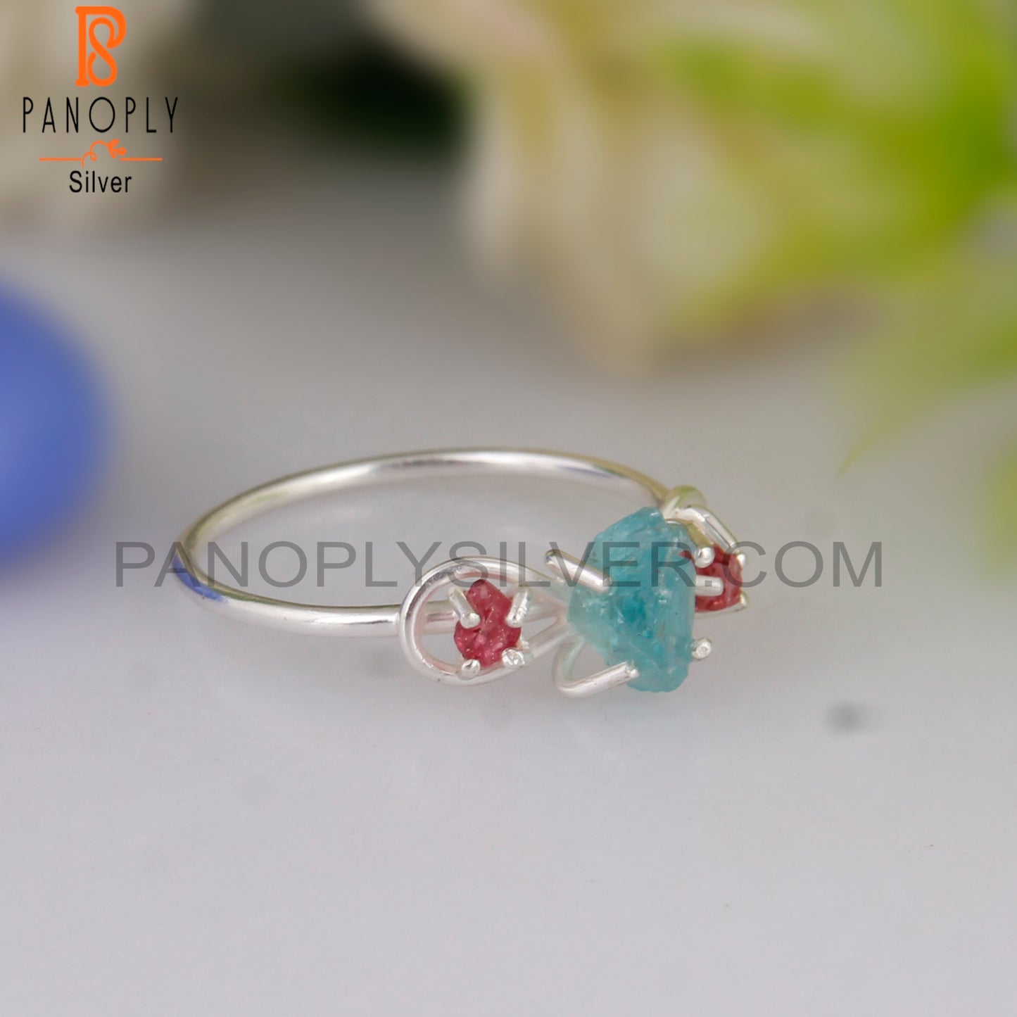 Apatite & Spinel Ruby Daily Wear 925 Sterling Silver Ring