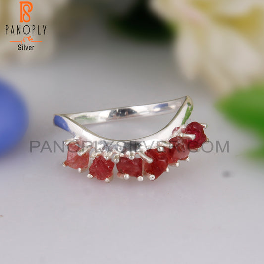Spinel Ruby 925 Sterling Silver Wedding Engagement Ring