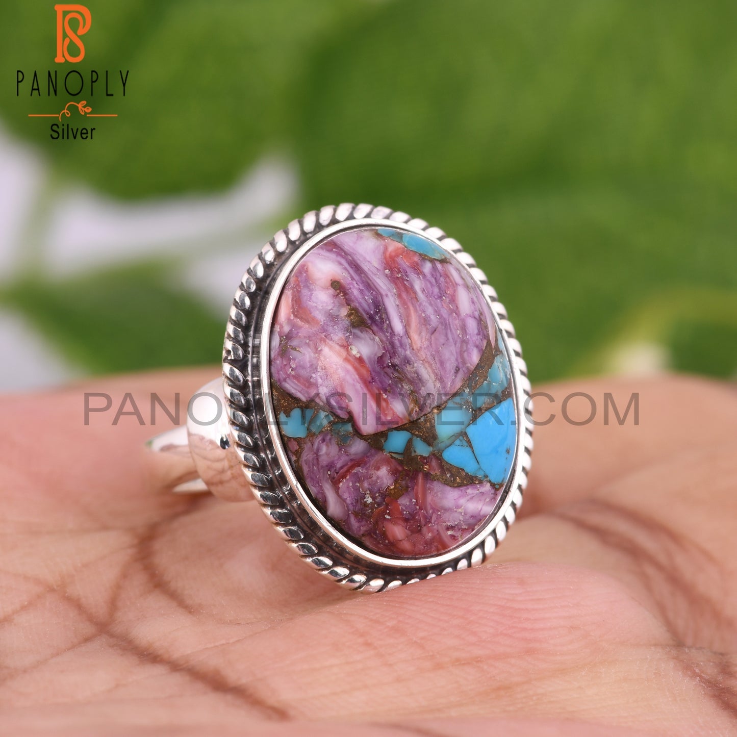 Mojave Copper Purple Turquoise Oval 925 Graduation Ring