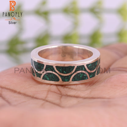 Dainty Malachite Inlay 925 Sterling Silver Ring