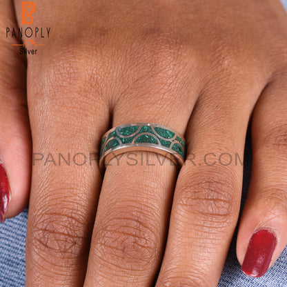 Dainty Malachite Inlay 925 Sterling Silver Ring