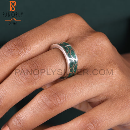 Dainty Malachite Inlay 925 Sterling Silver Ring