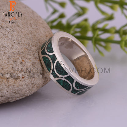 Dainty Malachite Inlay 925 Sterling Silver Ring
