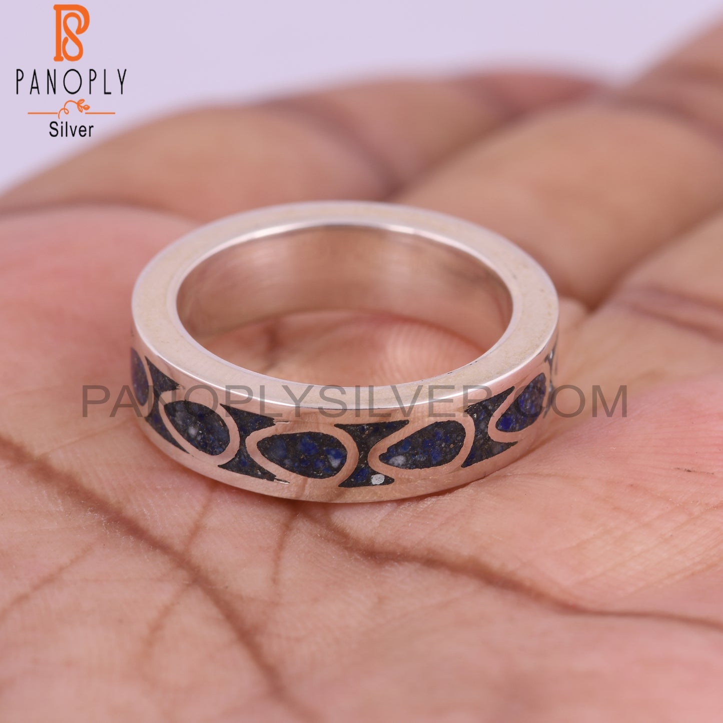 Lapis Inlay 925 Sterling Silver Ring Gift