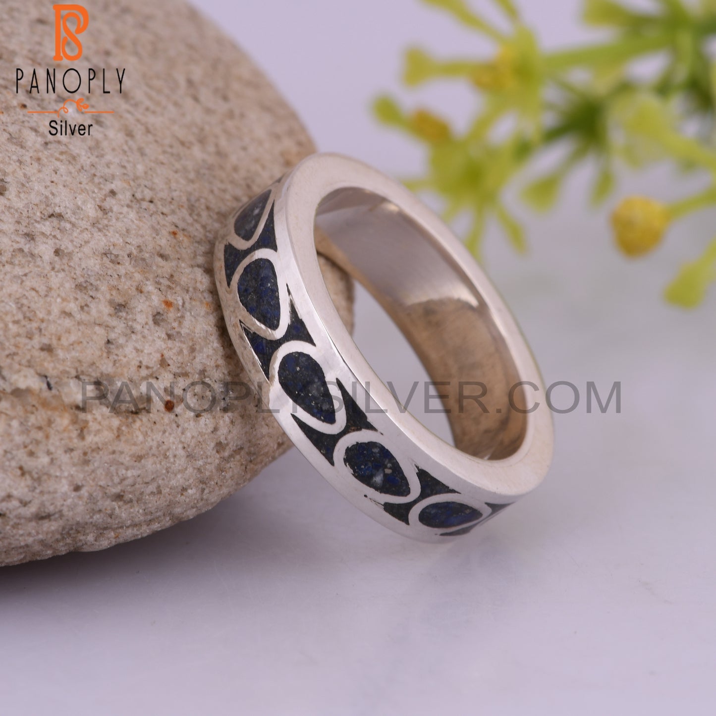 Lapis Inlay 925 Sterling Silver Ring Gift