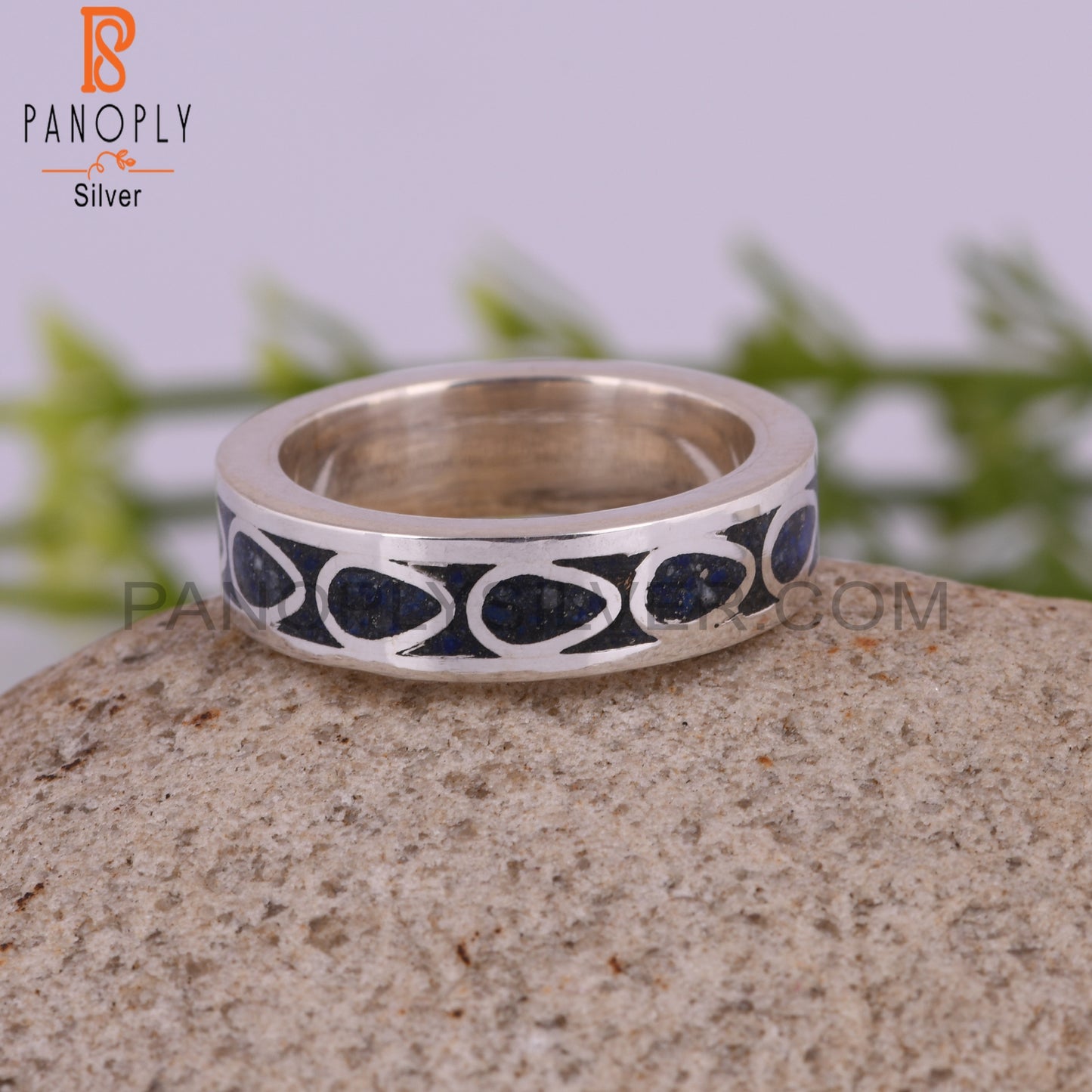 Lapis Inlay 925 Sterling Silver Ring Gift
