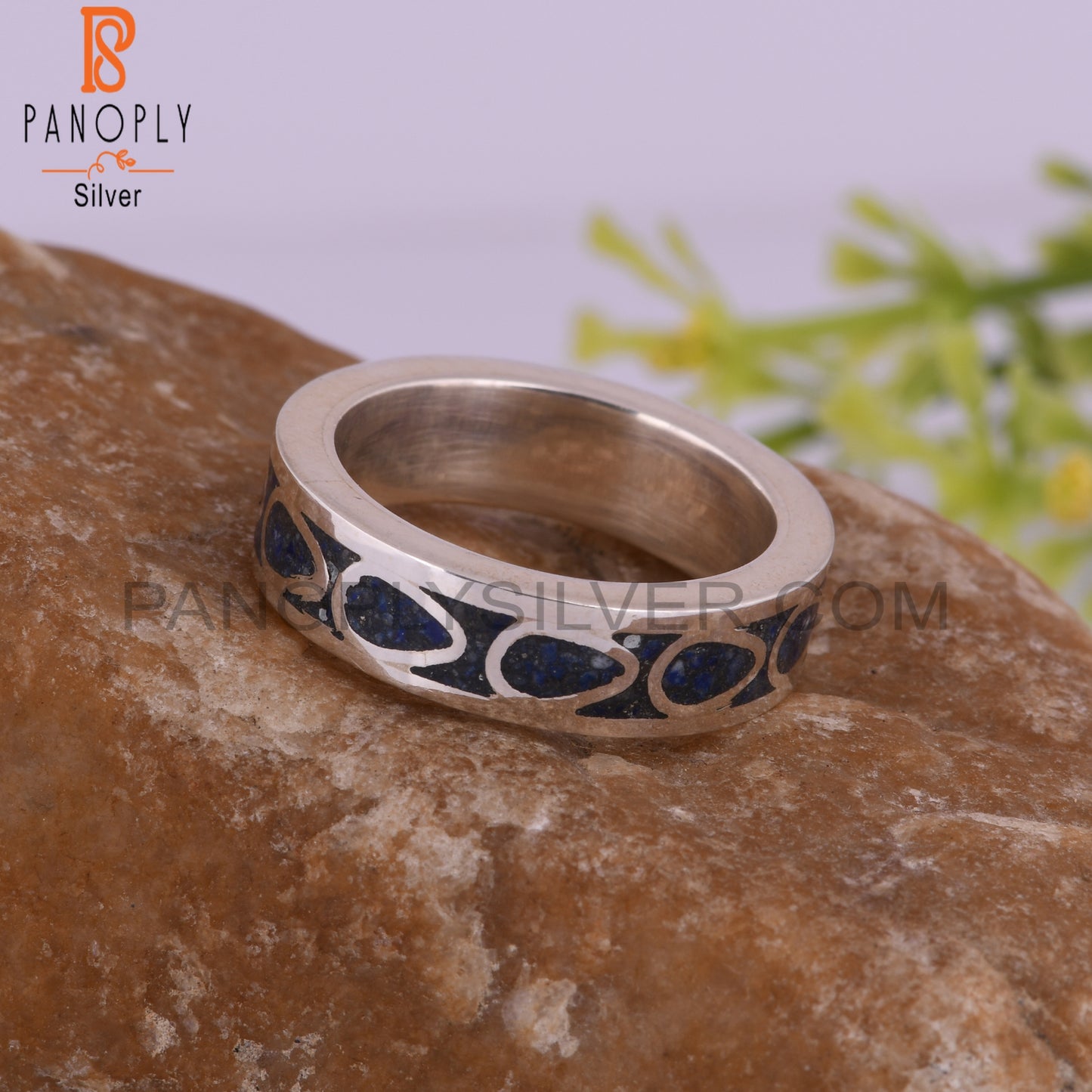 Lapis Inlay 925 Sterling Silver Ring Gift