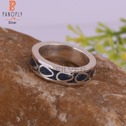 Lapis Inlay 925 Sterling Silver Ring Gift