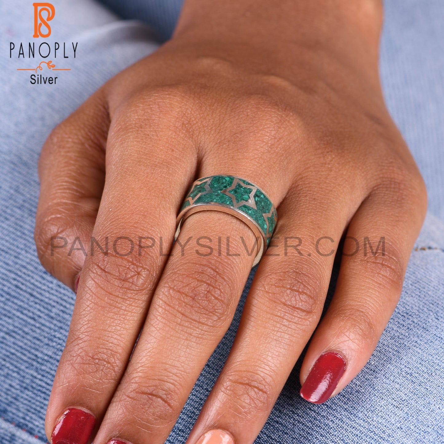 Minimalist New Malachite 925 Sterling Silver Ring