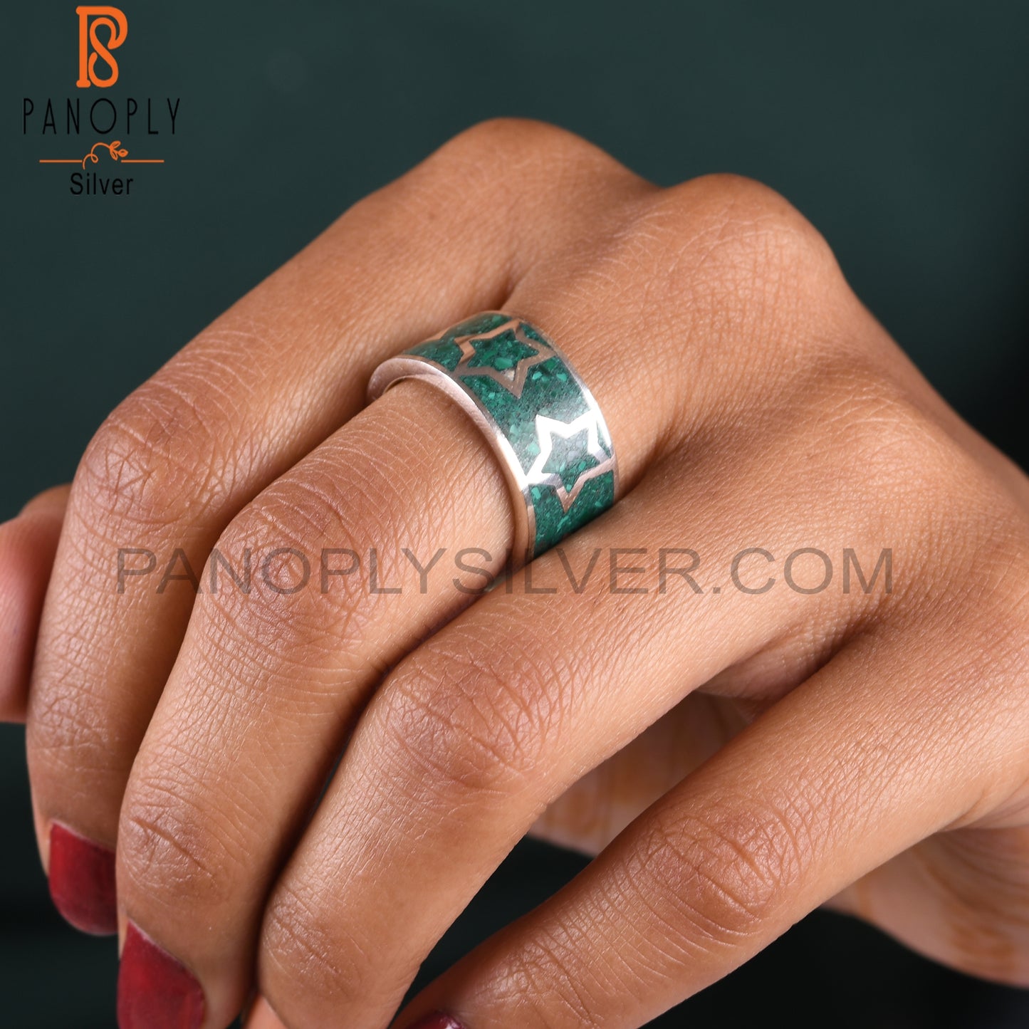 Minimalist New Malachite 925 Sterling Silver Ring