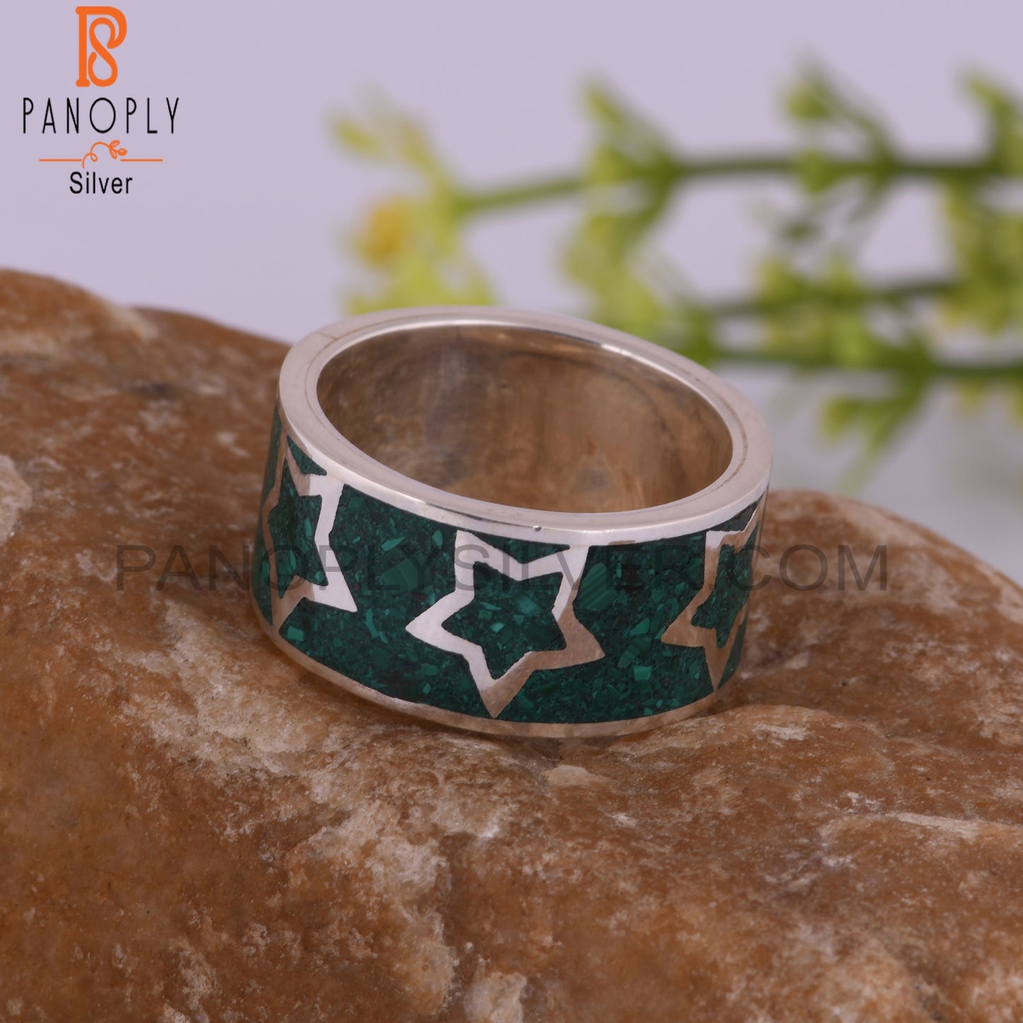 Minimalist New Malachite 925 Sterling Silver Ring