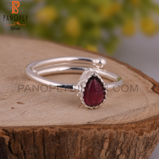 Garnet Pear Shape 925 Sterling Silver Natural Attractive Ring
