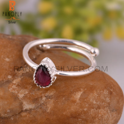 Garnet Pear Shape 925 Sterling Silver Natural Attractive Ring