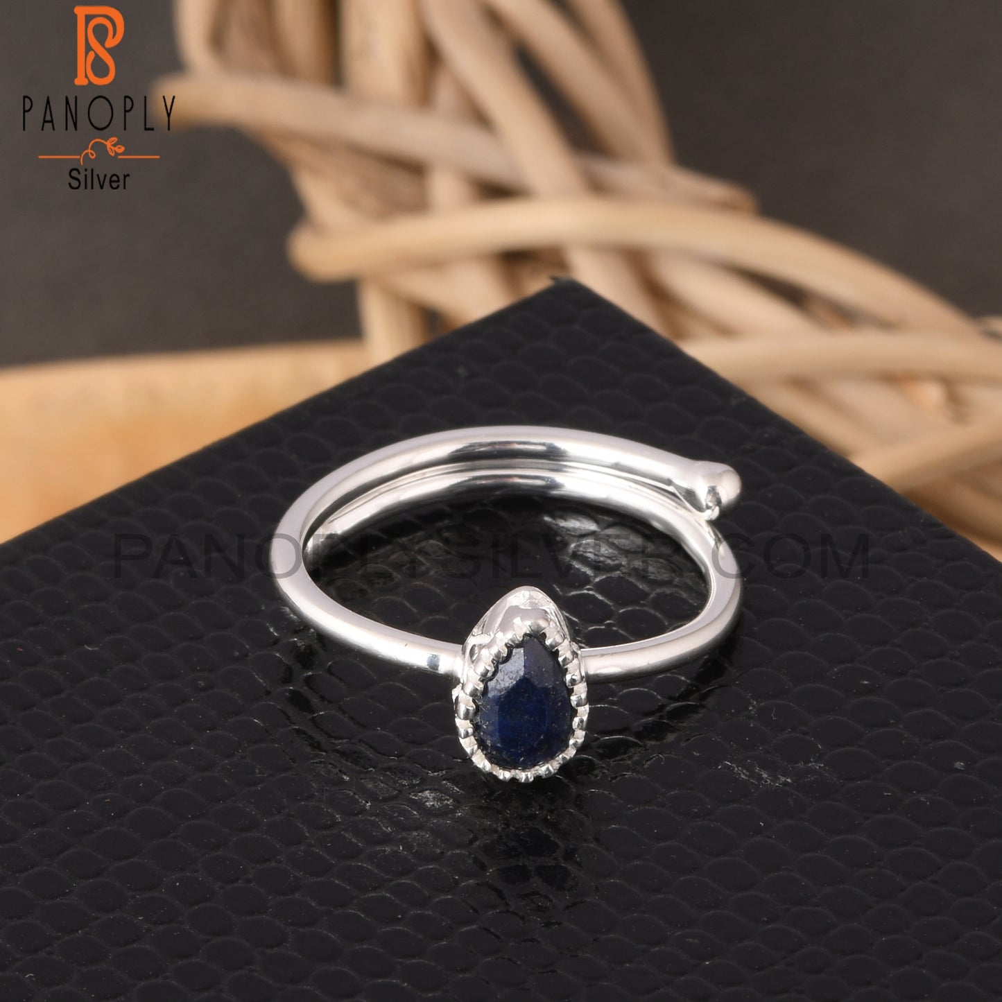 Lapis Pear 925 Sterling Silver Women Ring
