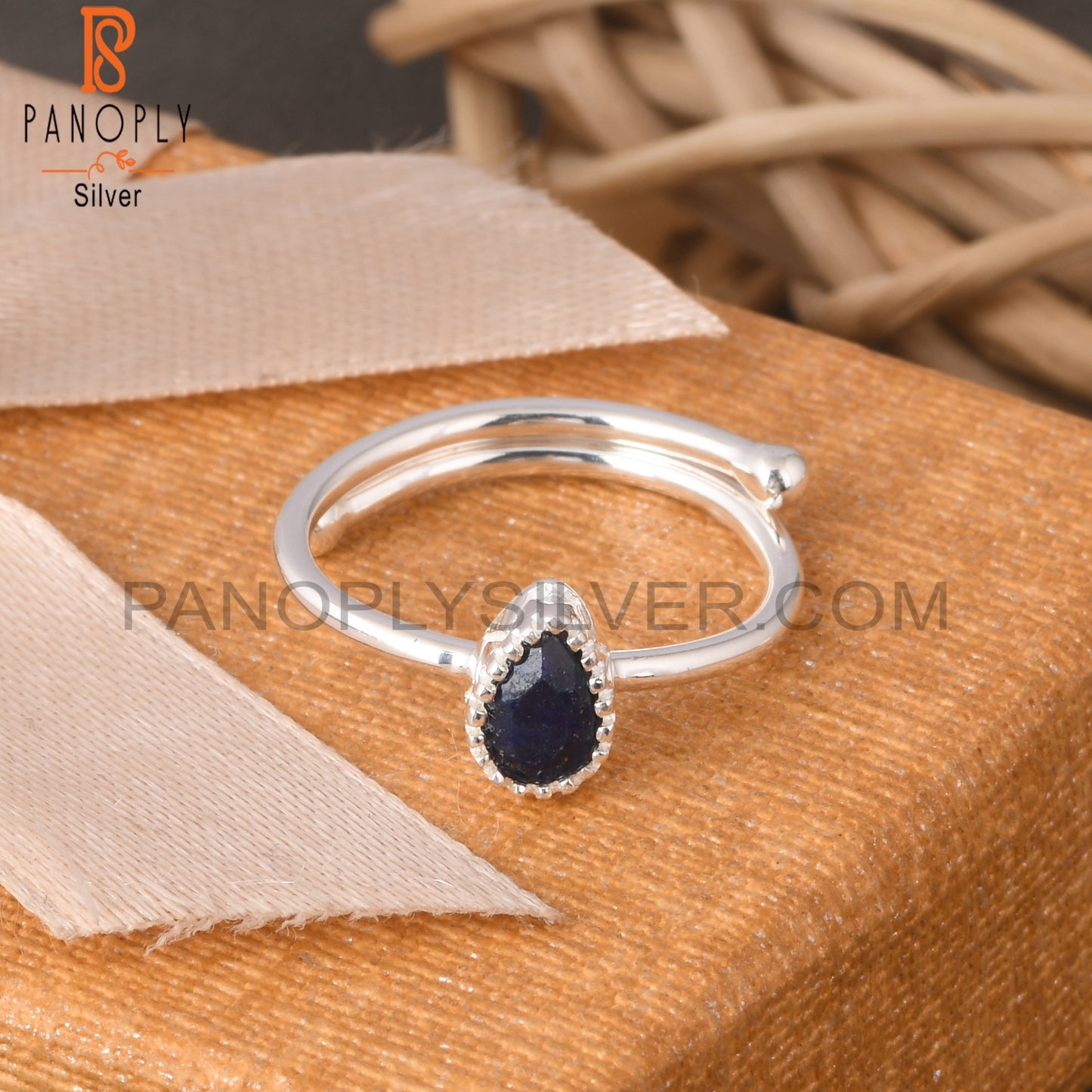 Lapis Pear 925 Sterling Silver Women Ring