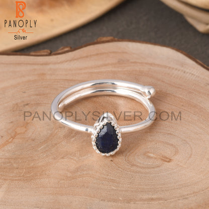 Lapis Pear 925 Sterling Silver Women Ring