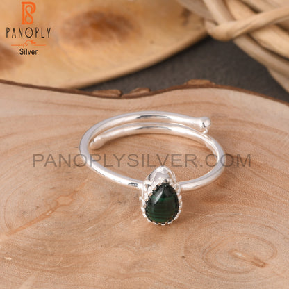 Malachite Pear 925 Sterling Silver Ring