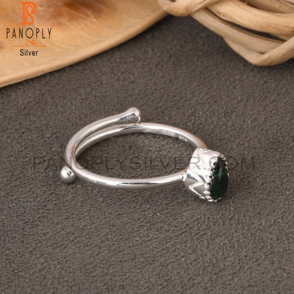 Malachite Pear 925 Sterling Silver Ring