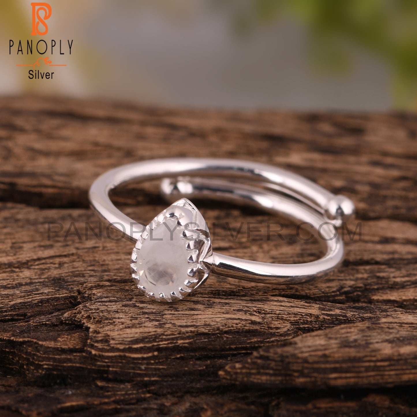 Rainbow Moonstone Pear Statement 925 Sterling Silver Ring