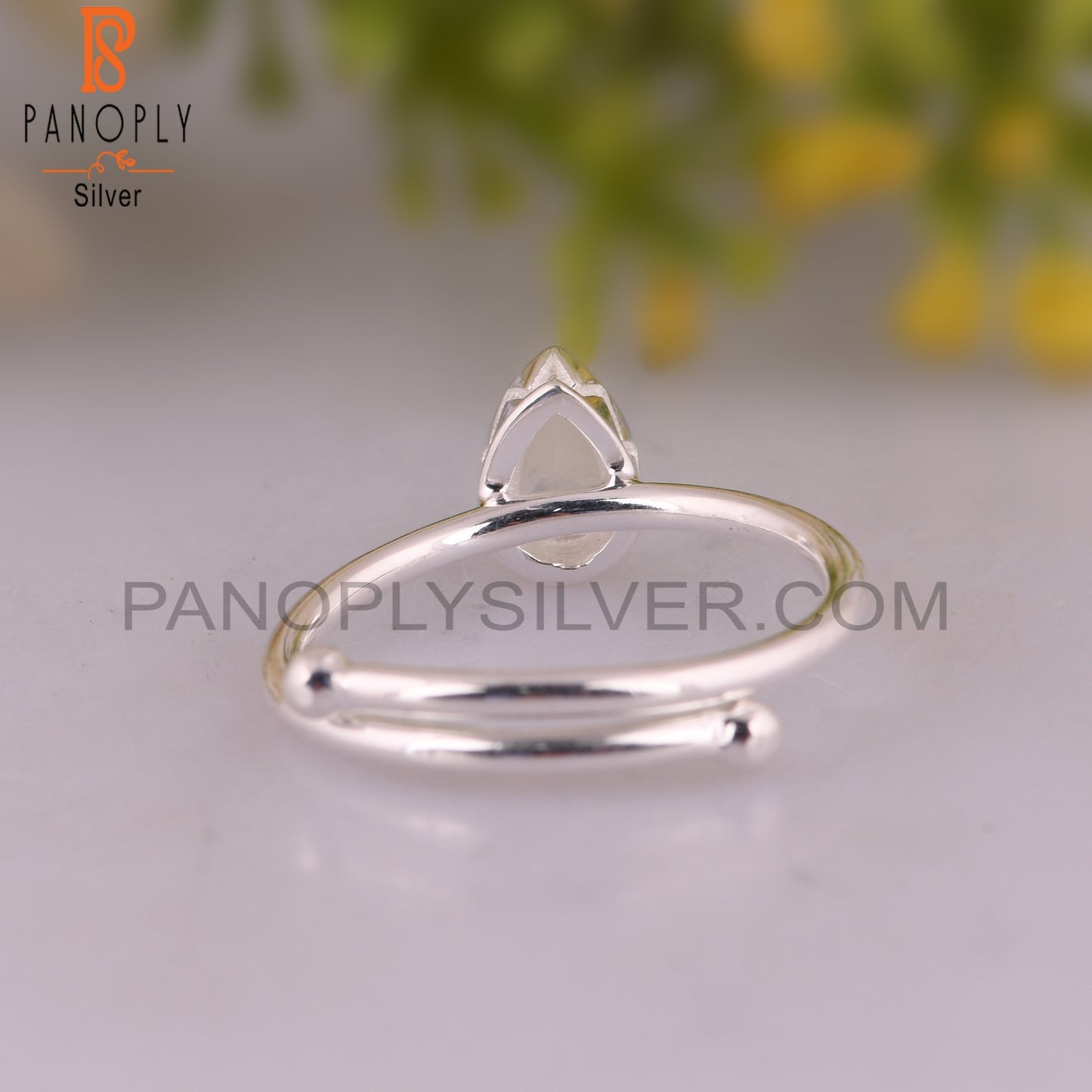 Rainbow Moonstone Pear Statement 925 Sterling Silver Ring