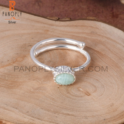 Amazonite Oval 925 Sterling Silver Ring