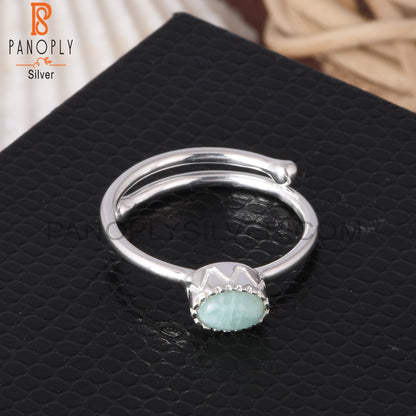 Amazonite Oval 925 Sterling Silver Ring