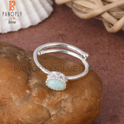 Amazonite Oval 925 Sterling Silver Ring