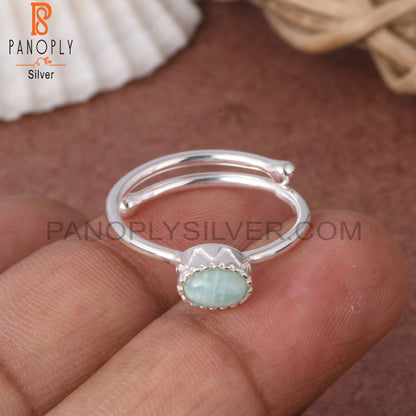 Amazonite Oval 925 Sterling Silver Ring