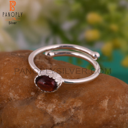 Classic Garnet Oval Shape 925 Sterling Silver Ring