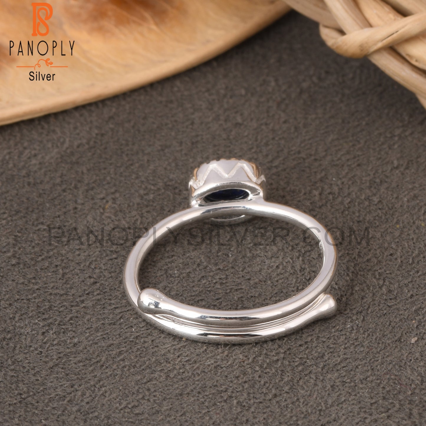 Lapis Oval 925 Sterling Silver Simple Adjustable Ring