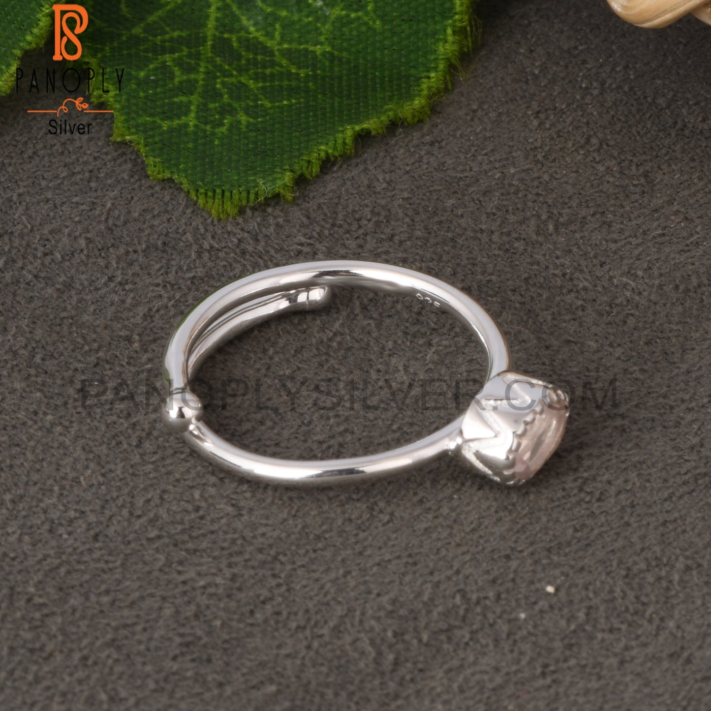 Rose Quartz Oval Shape 925 Sterling Silver Adjustable Ring
