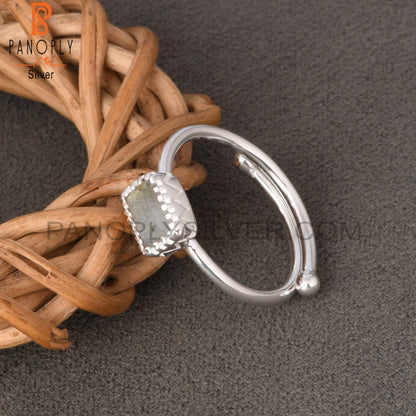Labradorite Baguette Shape 925 Sterling Silver Adjustable Ring