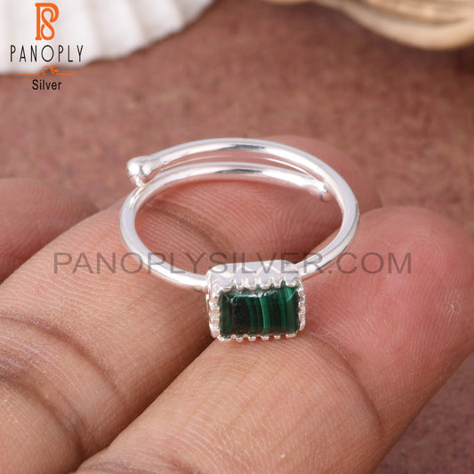 Malachite Baguette Shape 925 Sterling Silver Ring