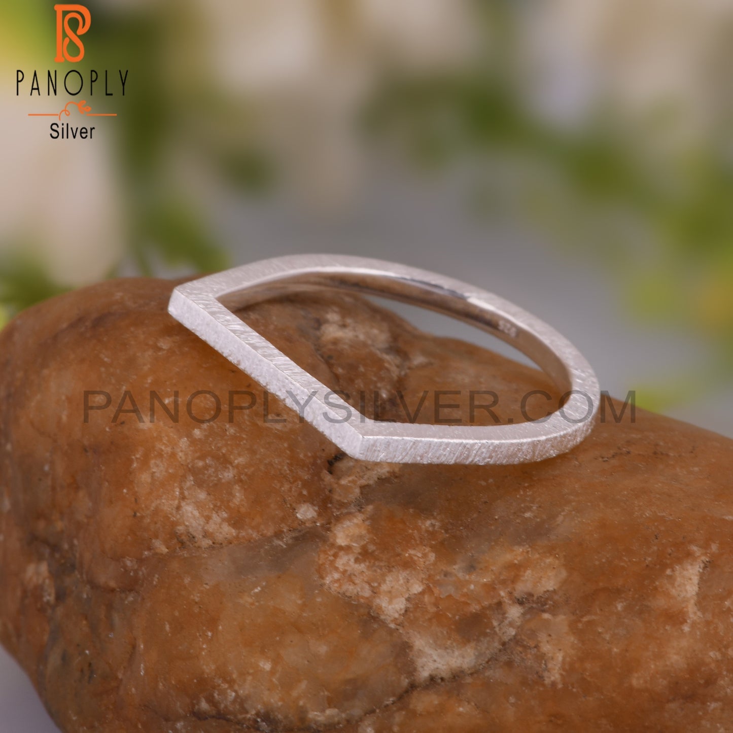 Plain Handmade D Shape 925 Sterling Silver Ring