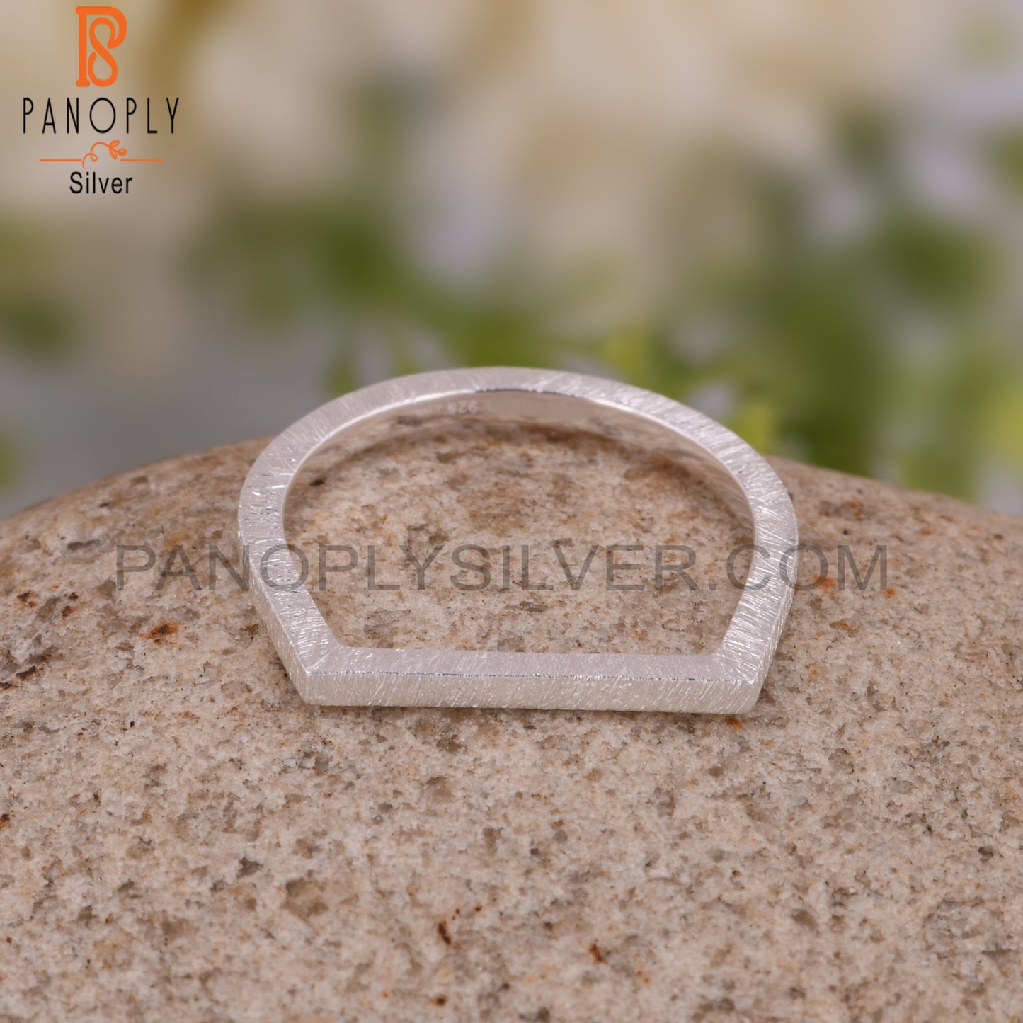 Plain Handmade D Shape 925 Sterling Silver Ring