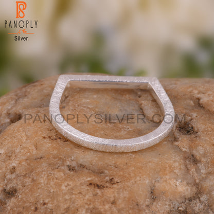 Plain Handmade D Shape 925 Sterling Silver Ring