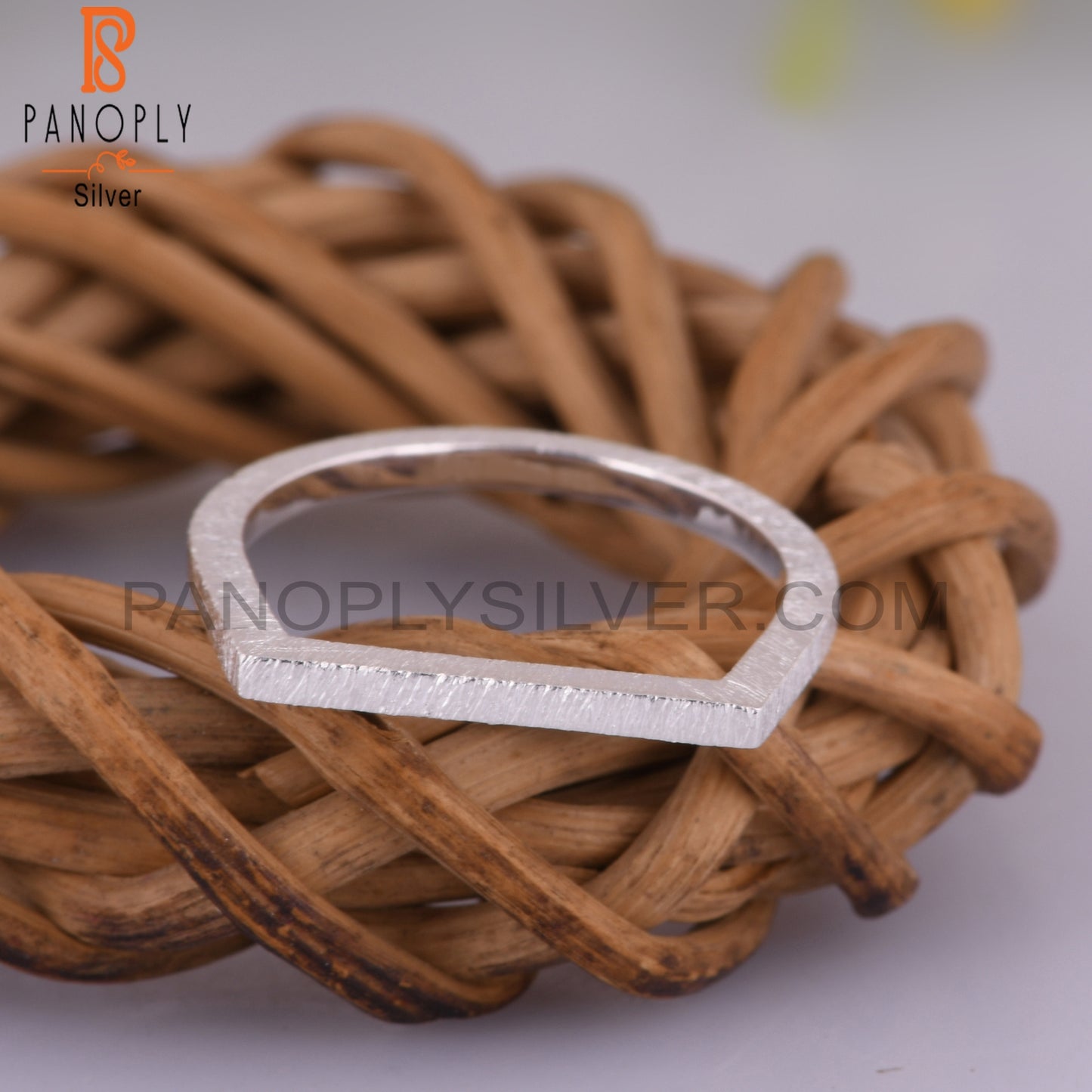 Plain Handmade D Shape 925 Sterling Silver Ring