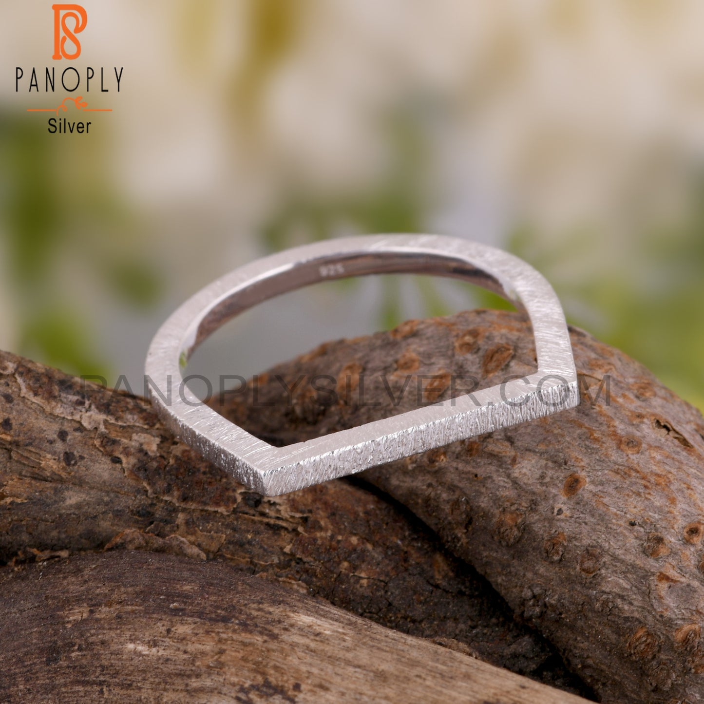 Plain Handmade D Shape 925 Sterling Silver Ring