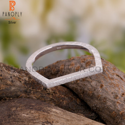 Plain Handmade D Shape 925 Sterling Silver Ring