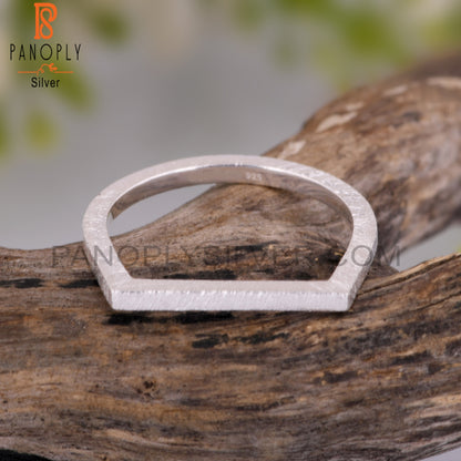 Plain Handmade D Shape 925 Sterling Silver Ring